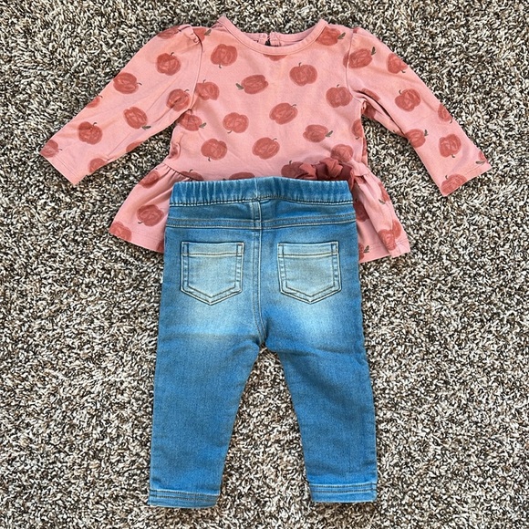 6-9M✨Autumn Apple Outfit Top and Jeans - Picture 3 of 8